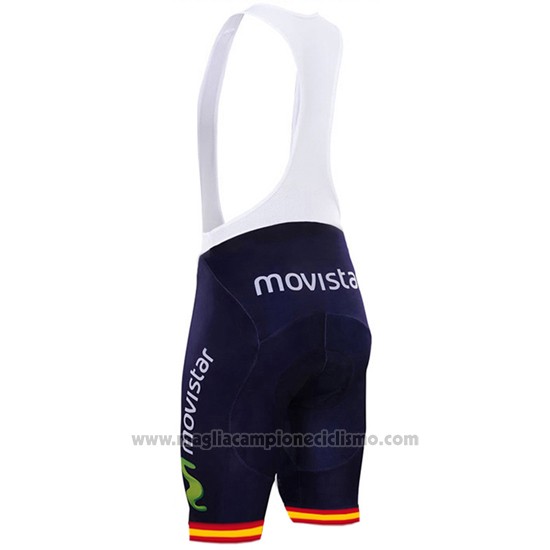 2017 Abbigliamento Ciclismo Movistar Campione Spagna Manica Corta e Salopette